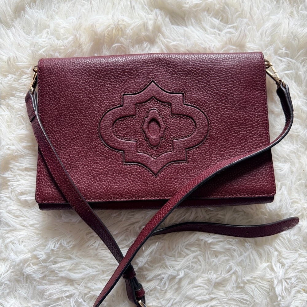 orYANY Wine Red Leather Crossbody Bag